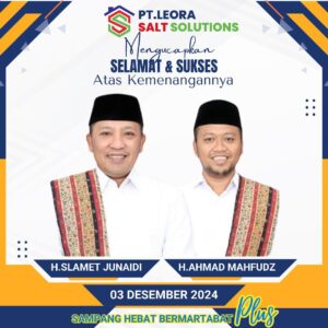 Mohammad Ishak dari PT Leora Salt Solution Ucapkan Selamat kepada H. Slamet Junaidi dan Ra Mahfud