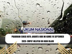Prakiraan Cuaca Kota Jakarta Hari Ini Kamis 18 September 2025: Empat Wilayah Ini Akan Hujan