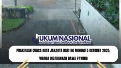 Prakiraan Cuaca Kota Jakarta Hari Ini Minggu 5 Oktober 2025, Warga Disarankan Bawa Payung