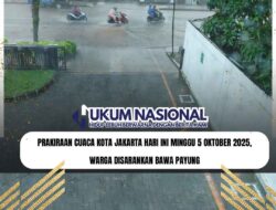 Prakiraan Cuaca Kota Jakarta Hari Ini Minggu 5 Oktober 2025, Warga Disarankan Bawa Payung
