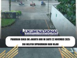 Prakiraan Cuaca DKI Jakarta Hari Ini Sabtu 22 November 2025: Dua Wilayah Diprakirakan Akan Hujan