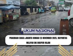 Prakiraan Cuaca Jakarta Minggu 23 November 2025, Mayoritas Wilayah DKI Diguyur Hujan