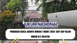 Prakiraan Cuaca Jakarta Minggu 1 Maret 2026: Siap-Siap Hujan Ringan di 5 WIlayah